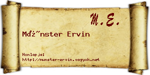 Münster Ervin névjegykártya